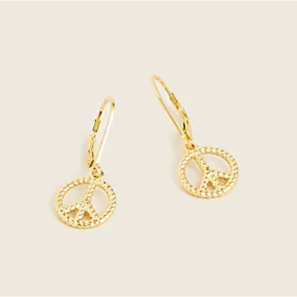 J.Crew demi fine 14k gold plated peace sign earrings